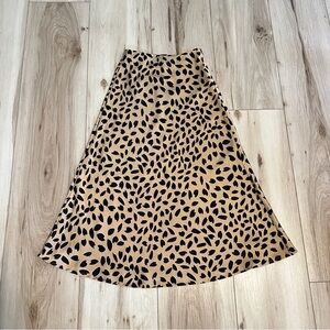 Aakaa Deep Gold and Black Midi Skirt with side zip 31” long